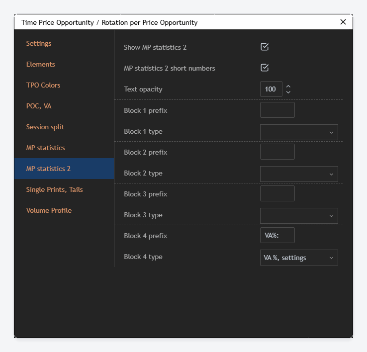 The MP statistics 2 tab of the TPO dialog