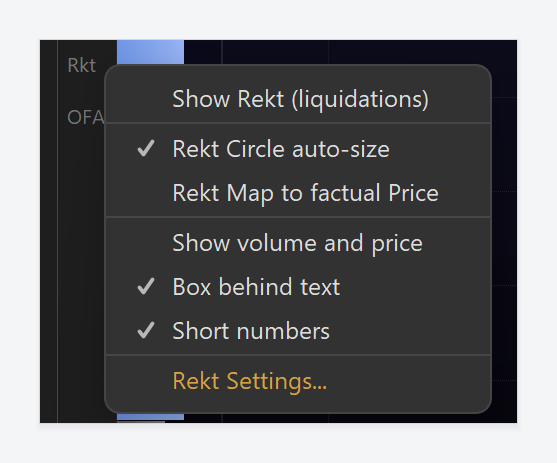 Exocharts Desktop REKT liquidations plugin menu