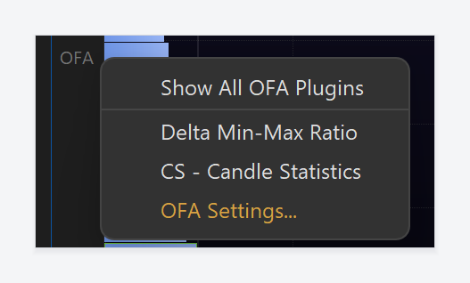 Exocharts Desktop OFA order-flow analysis plugin menu