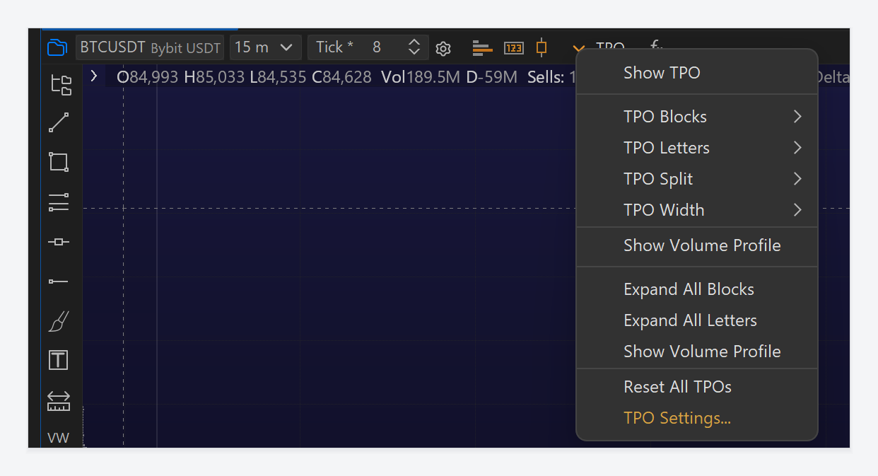 Exocharts Desktop TPO menu