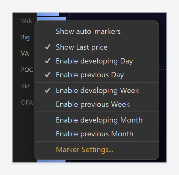 Exocharts Desktop markers plugin menu